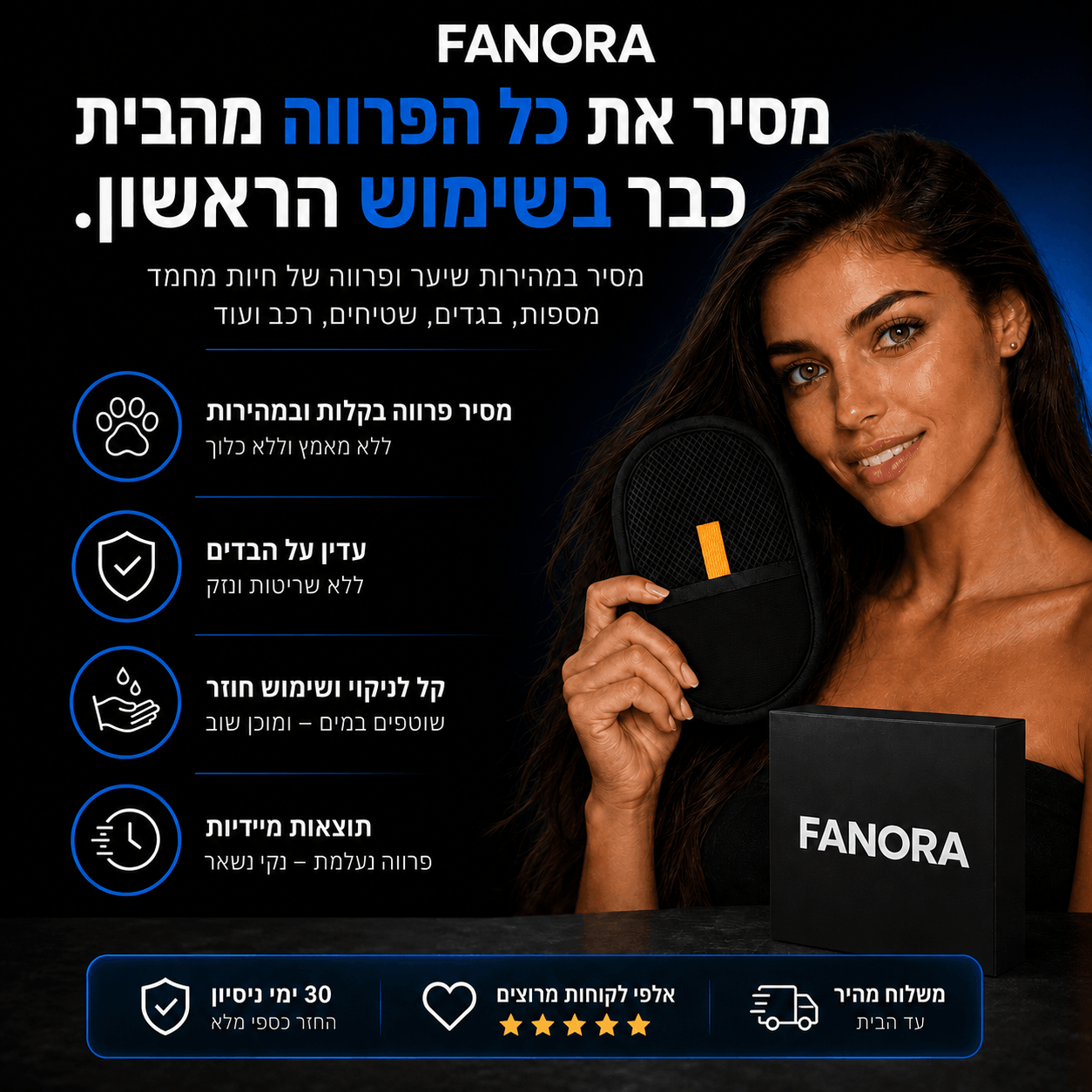 הכפפה להסרת פרווה שתעזור לכם להיפטר מפרווה ברחבי הבית בקלות!